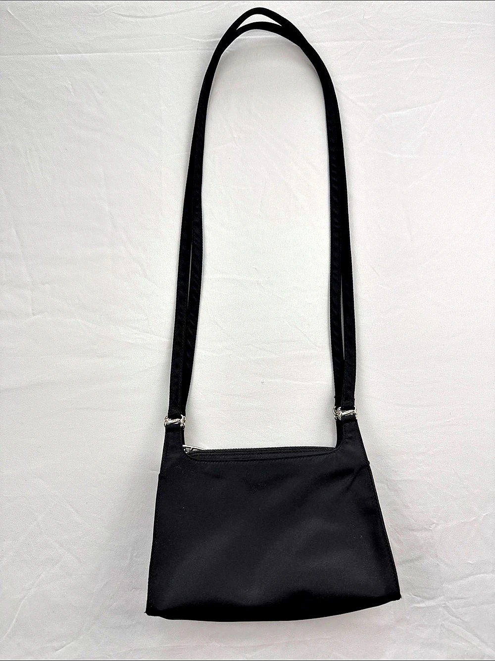 DKNY Black Nylon Shoulder Mini Bag Thin Straps Silver Hardware Lightweight